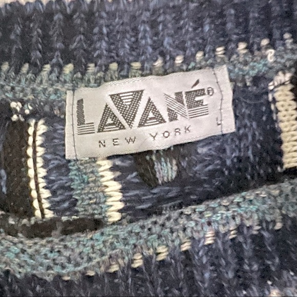 VINTAGE 80s 90s Designer Sweater by Lavané - COOGI style - Blue - Picture 2 of 6